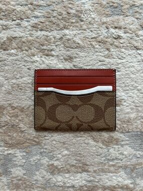 Coach Brown Signature Canvas & Leather Card Holder